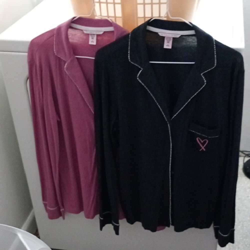 Victoria's Secret Pajama Tops Black and Pink